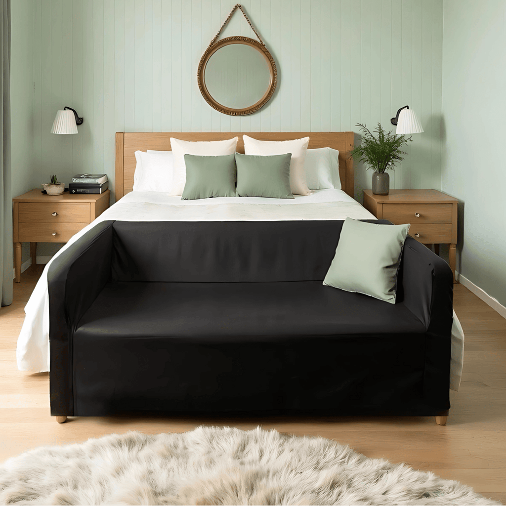 Solid Black Linen Slipcover for IKEA Knopparp Sofa – Timeless, Durable, and Sophisticated