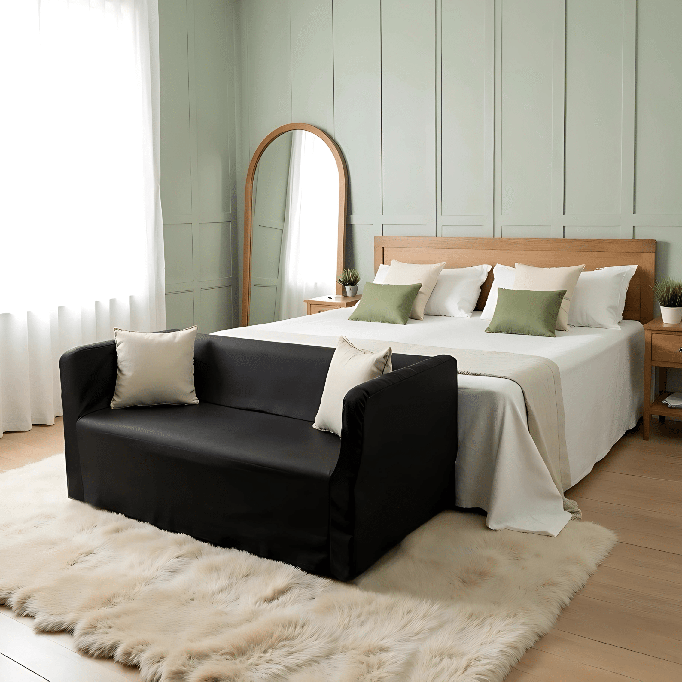 Solid Black Linen Slipcover for IKEA Knopparp Sofa – Timeless, Durable, and Sophisticated