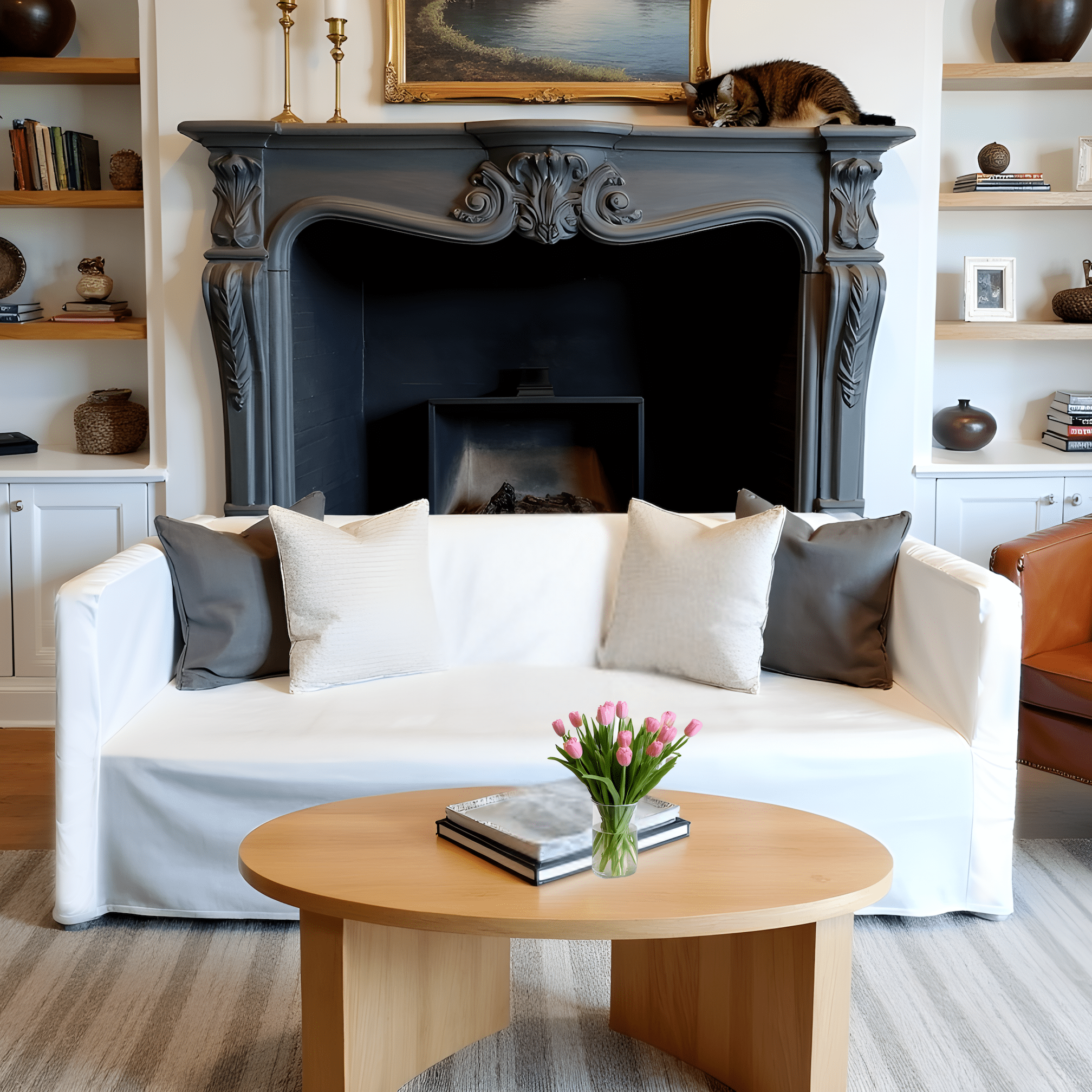 Solid White European Linen Slipcover for IKEA Knopparp Sofa – Simple, Elegant, and Versatile