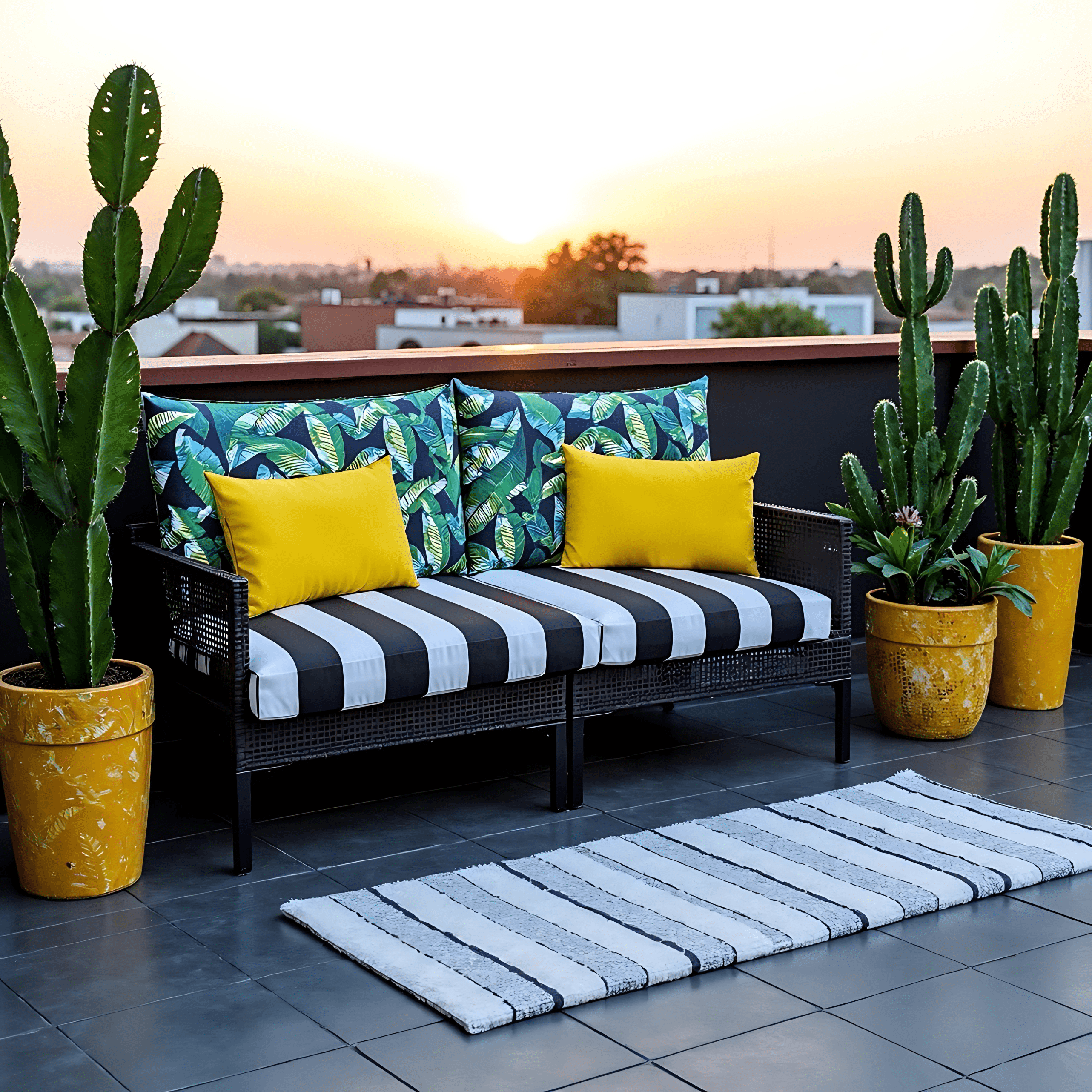 2 Pack Outdoor Pillow Covers | Green Banana Leaf Jungle Print | Compatible with IKEA Duvholmen and Kuddarna Cushions