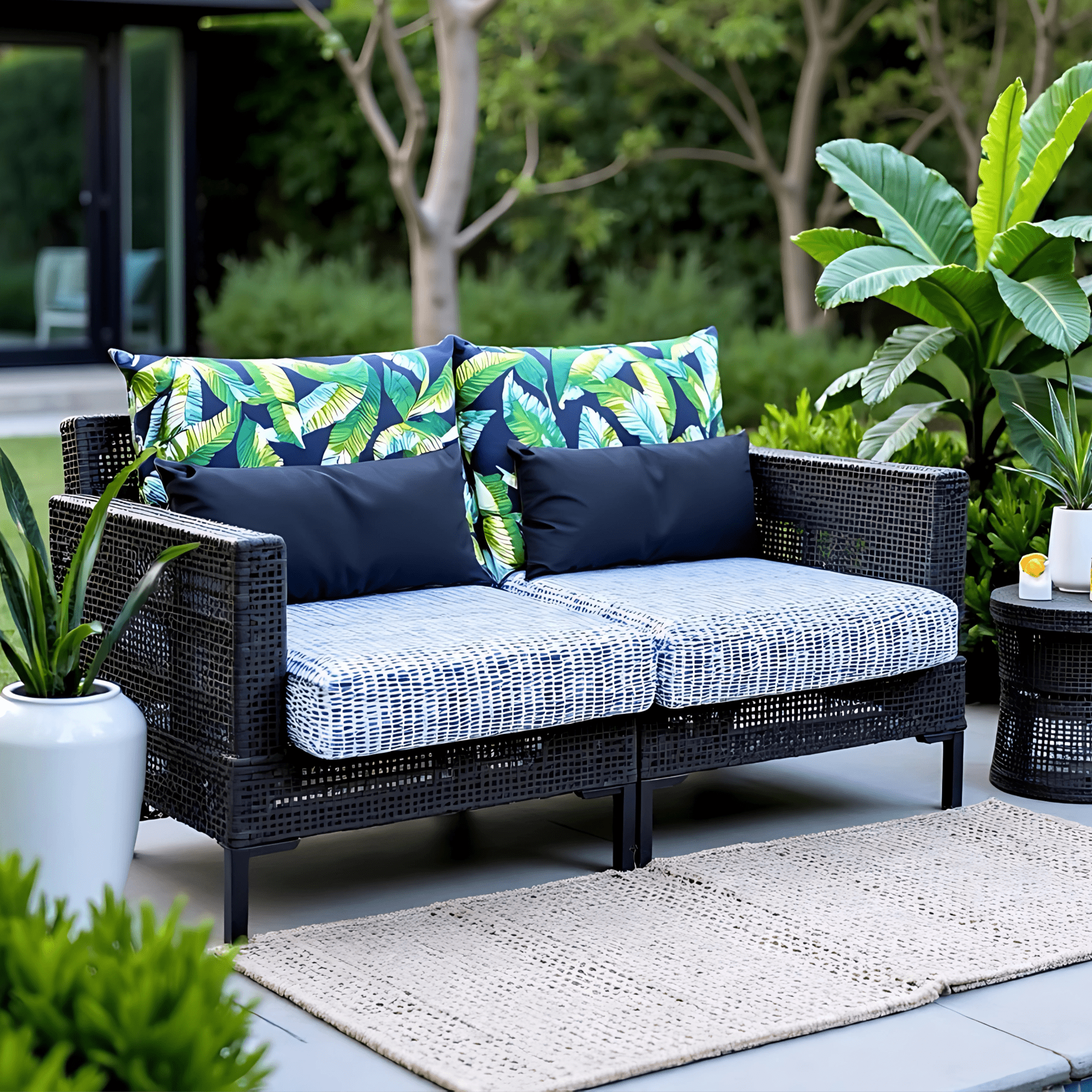 2 Pack Outdoor Seat Covers | Blue Rain | Compatible with IKEA Duvholmen Inner Cushion