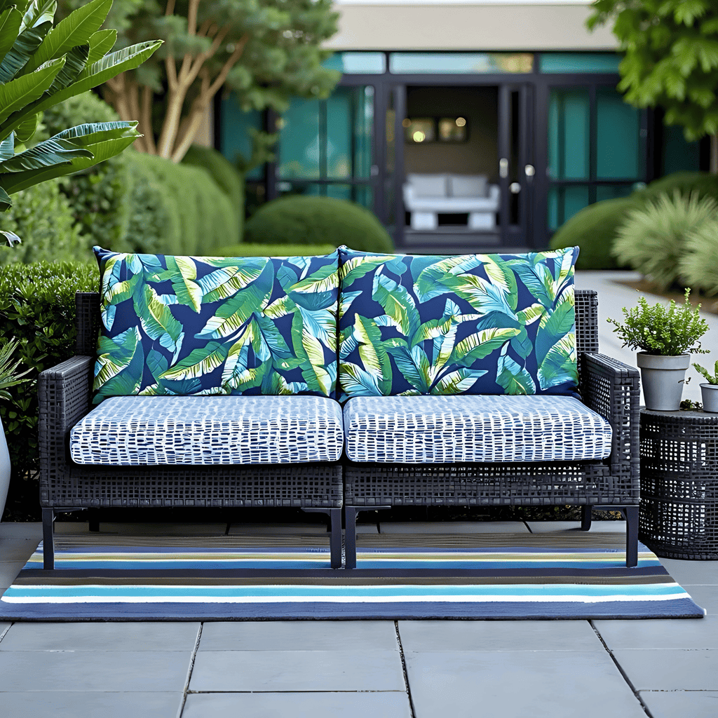 2 Pack Outdoor Pillow Covers | Green Banana Leaf Jungle Print | Compatible with IKEA Duvholmen and Kuddarna Cushions