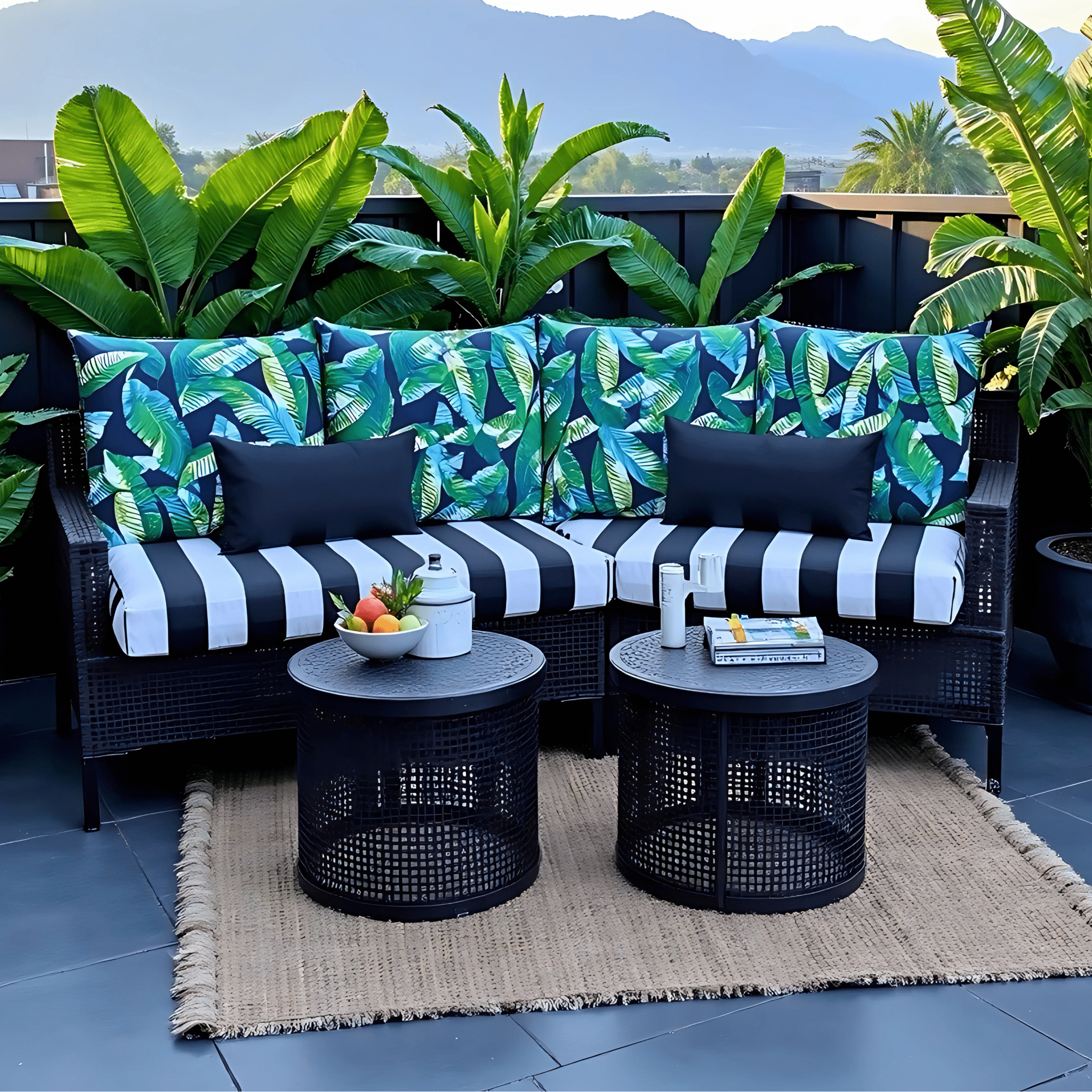 2 Pack Outdoor Pillow Covers | Green Banana Leaf Jungle Print | Compatible with IKEA Duvholmen and Kuddarna Cushions