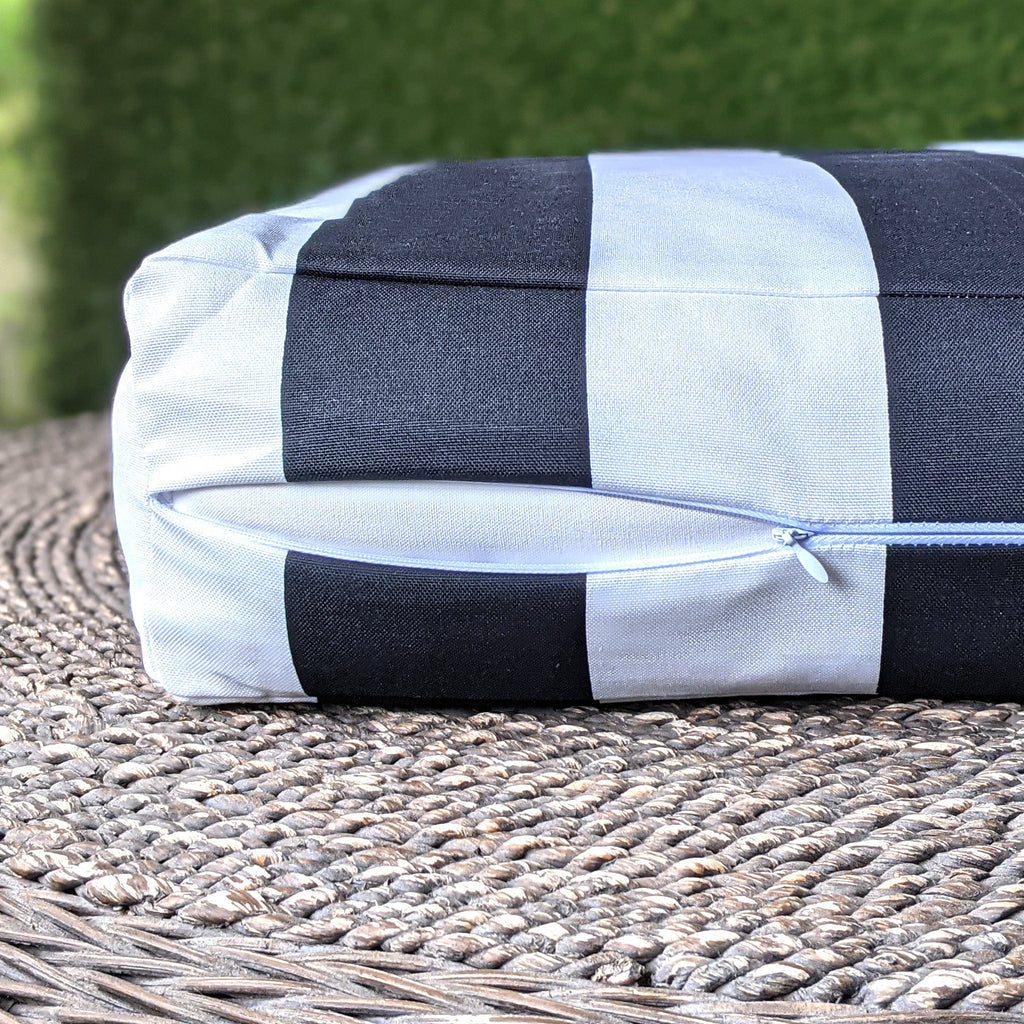Black and White Cabana Stripe Outdoor Slip Covers, Compatible with IKEA Duvholmen