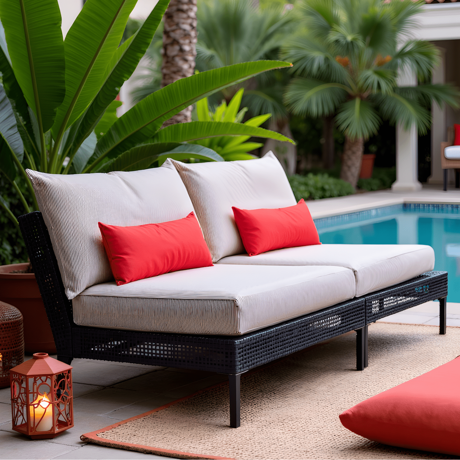 Beige Stripe Outdoor Slip Covers, Compatible with IKEA Duvholmen