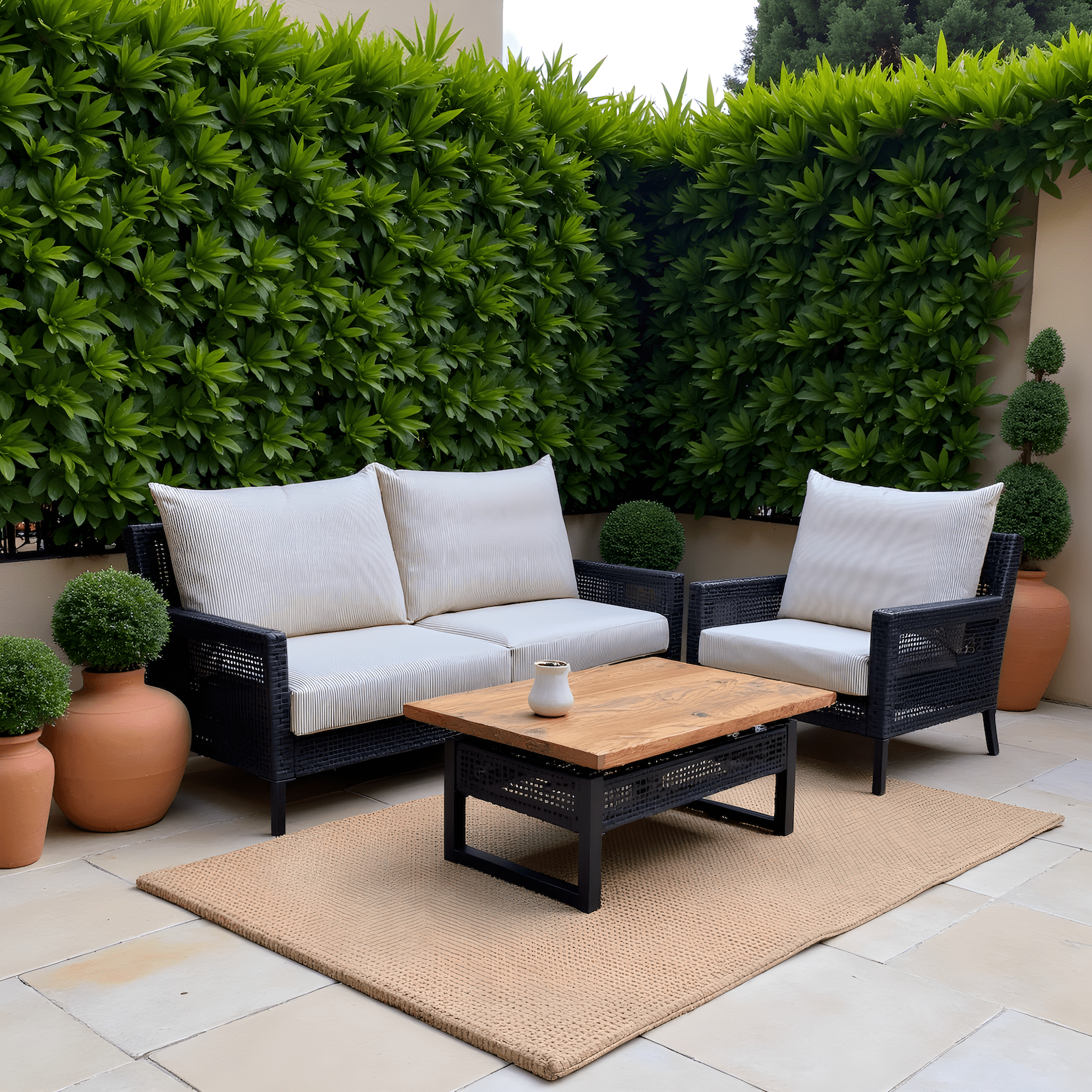 8-PIECE DELUXE BUNDLE, Beige Stripe Outdoor Cushion Cover Set and Chair Pads – Compatible with IKEA Duvholmen