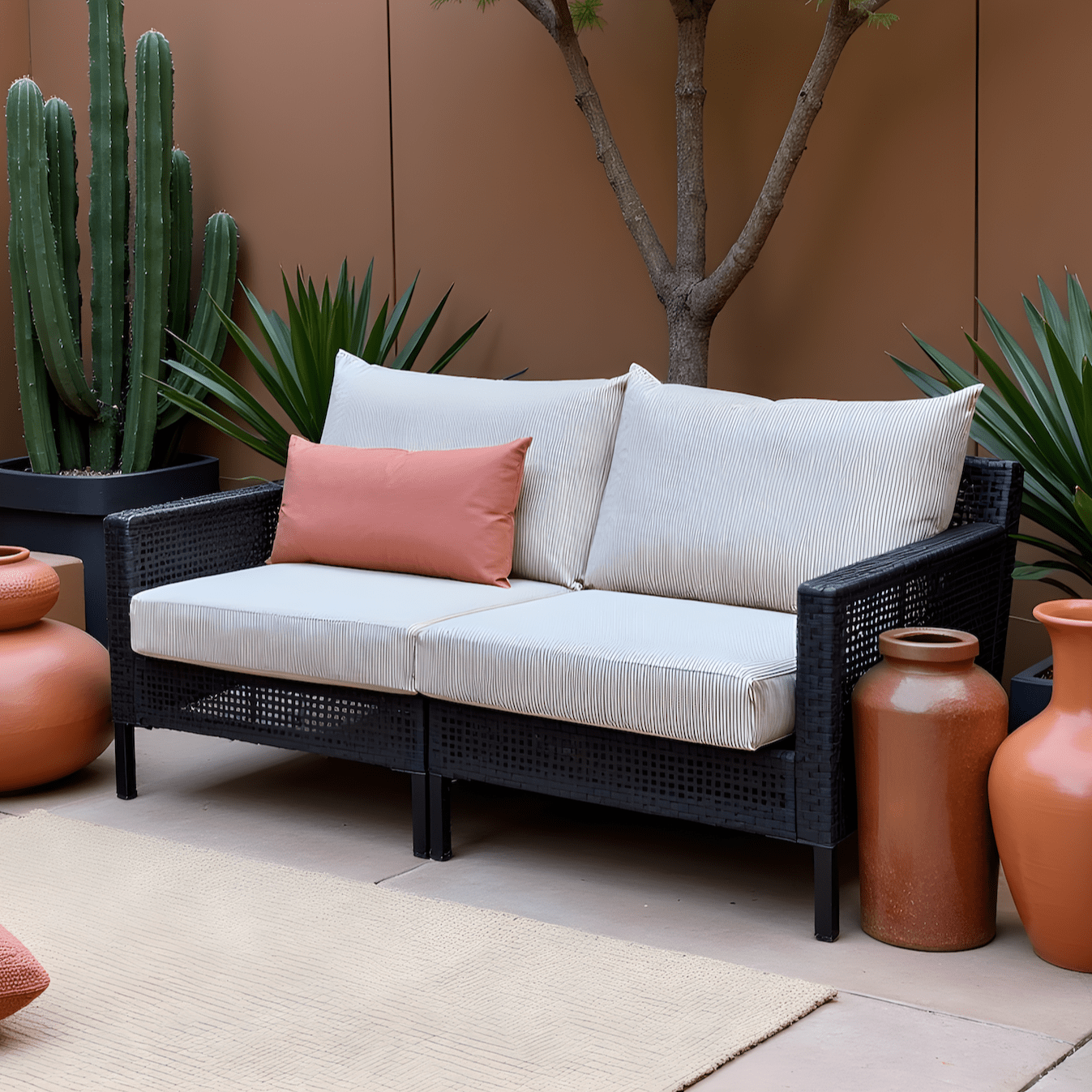 Beige Stripe Outdoor Slip Covers, Compatible with IKEA Duvholmen
