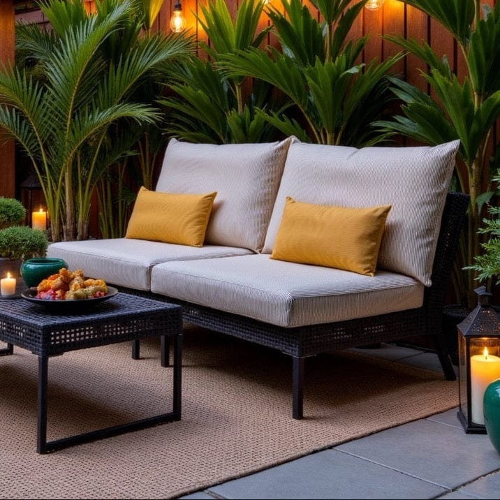 Beige Stripe Outdoor Slip Covers, Compatible with IKEA Duvholmen Kuddarna