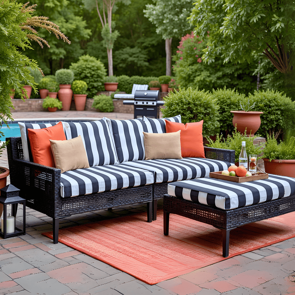 Black and White Cabana Stripe Outdoor Slip Covers, Compatible with IKEA Duvholmen