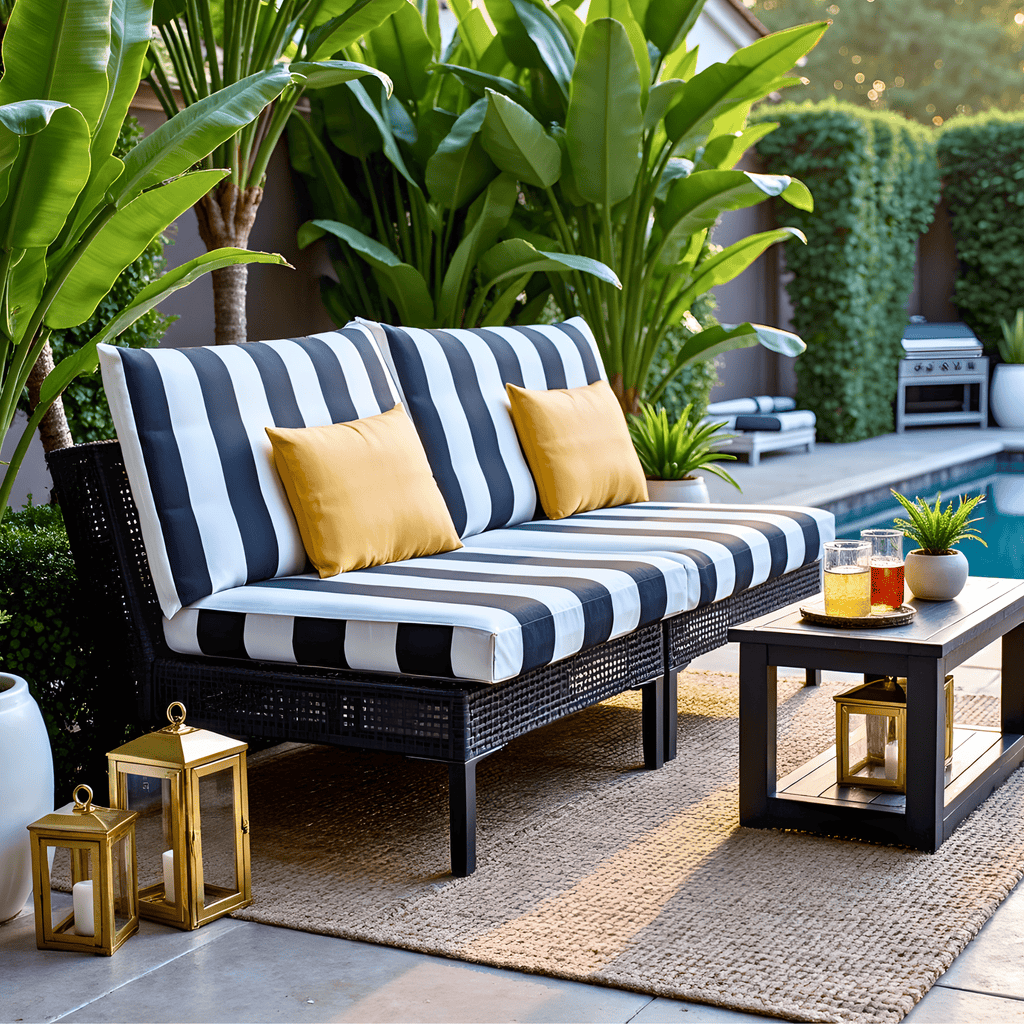 Black and White Cabana Stripe Outdoor Slip Covers, Compatible with IKEA Duvholmen