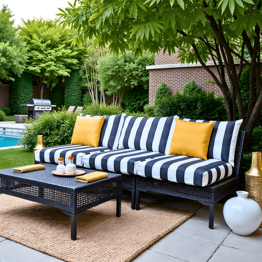 Black and White Cabana Stripe Outdoor Slip Covers, Compatible with IKEA Duvholmen