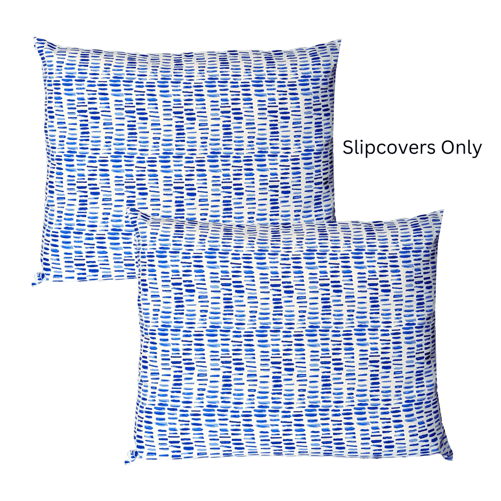 Rockin Cushions Outdoor Slip Covers | Blue Rain | Compatible with IKEA Duvholmen Kuddarna Cushions | Includes 2 Kuddarna Pillow Covers and 2 Duvholmen Seat Covers - Set of 4