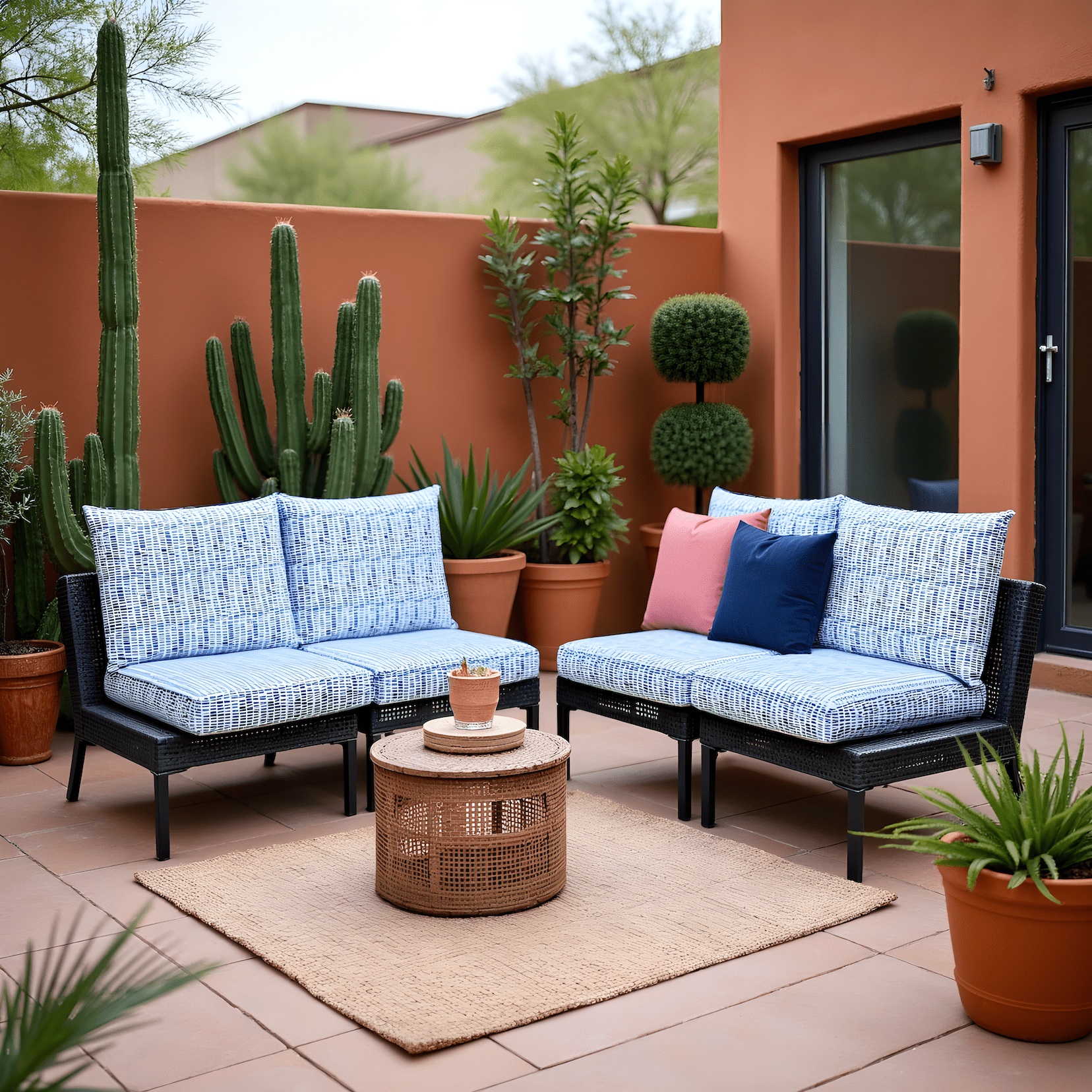 Rockin Cushions Outdoor Slip Covers | Blue Rain | Compatible with IKEA Duvholmen Cushions | Includes 2 Duvholmen Pillow Covers and 2 Duvholmen Seat Covers - Set of 4