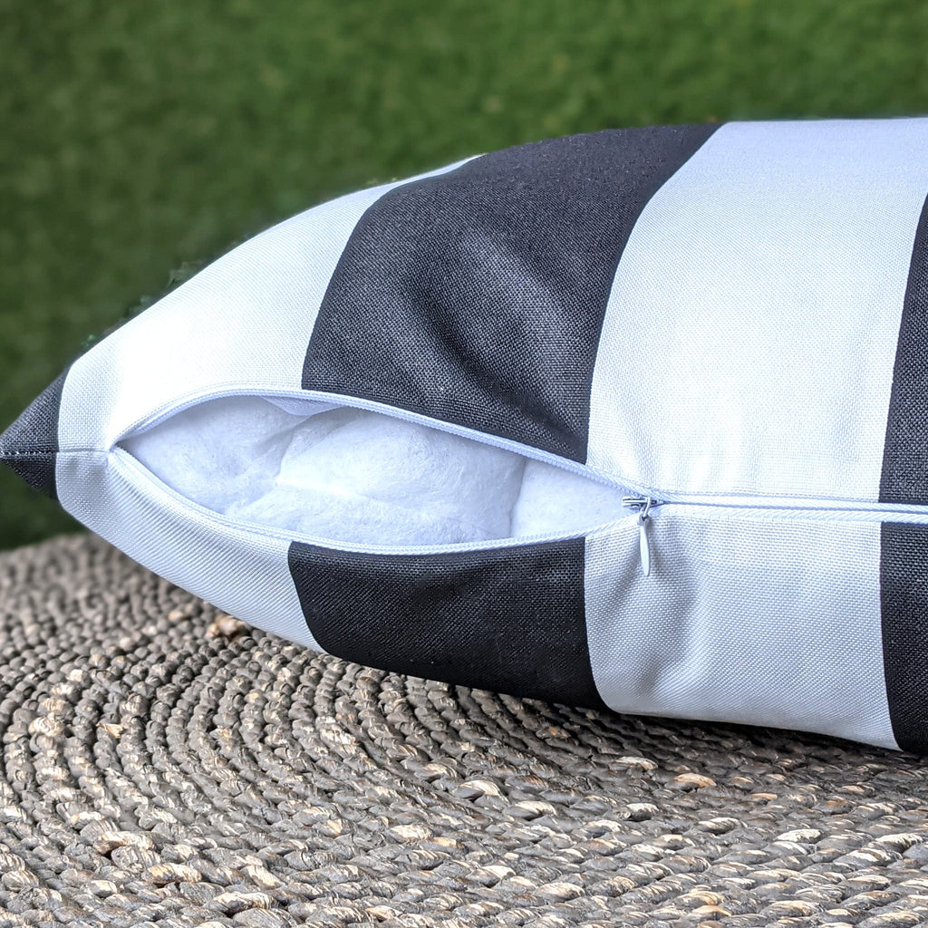 Black and White Cabana Stripe Outdoor Slip Covers, Compatible with IKEA Duvholmen