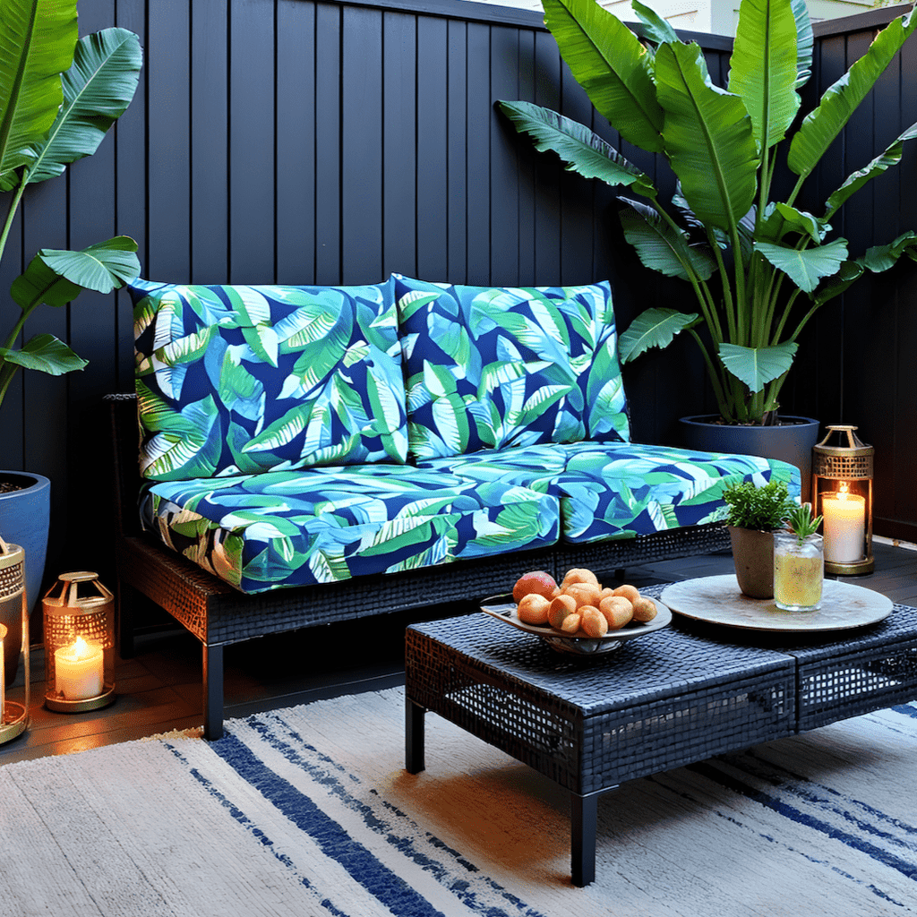Navy Green Banana Leaf Outdoor Slip Covers, Compatible with IKEA Duvholmen Kuddarna