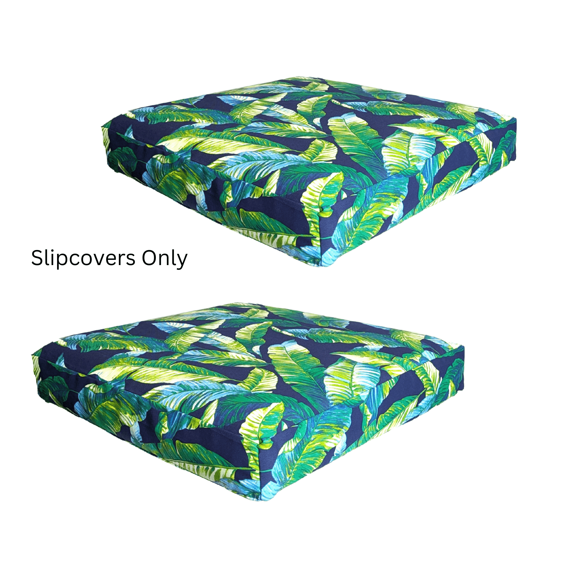 Rockin Cushions Outdoor Slip Covers | Green Banana Leaf Jungle Print | Compatible with IKEA Duvholmen Kuddarna Cushions | Includes 2 Kuddarna Pillow Covers and 2 Duvholmen Seat Covers - Set of 4