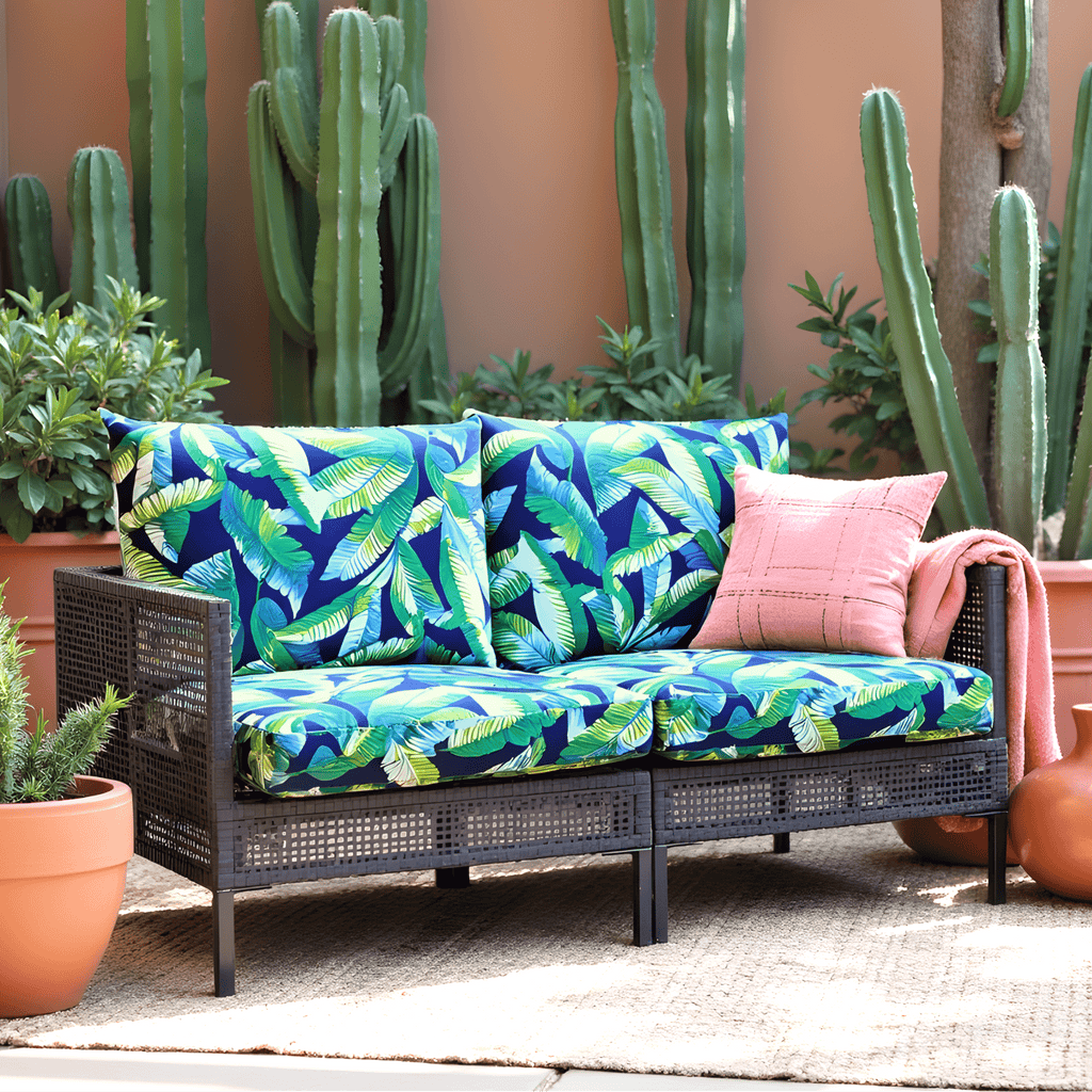 Navy Green Banana Leaf Outdoor Slip Covers, Compatible with IKEA Duvholmen