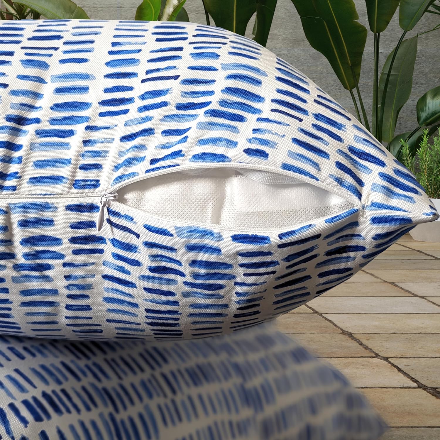 Rockin Cushions Outdoor Slip Covers | Blue Rain | Compatible with IKEA Duvholmen Cushions | Includes 2 Duvholmen Pillow Covers and 2 Duvholmen Seat Covers - Set of 4