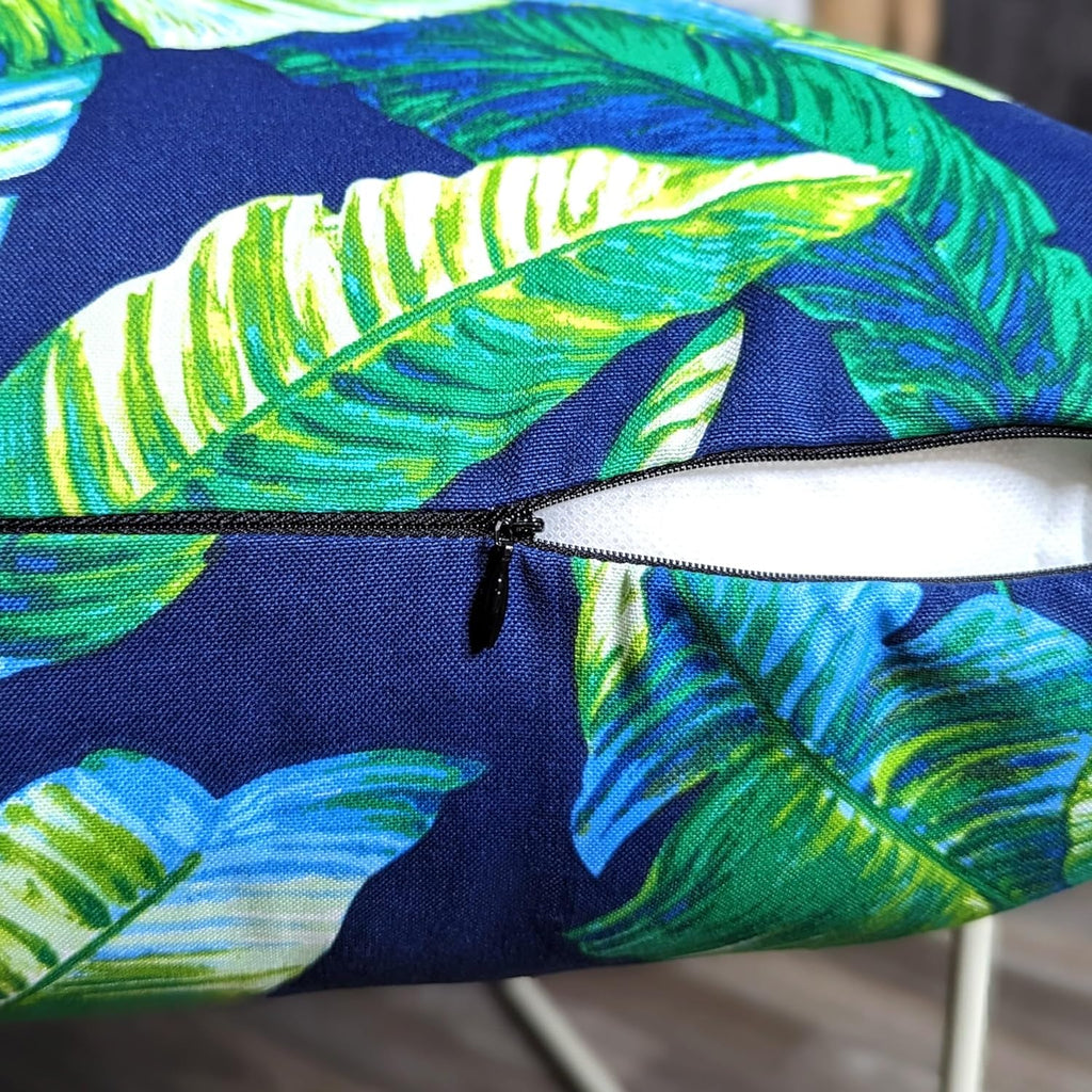 Rockin Cushions Outdoor Slip Covers | Green Banana Leaf Jungle Print | Compatible with IKEA Duvholmen Kuddarna Cushions | Includes 2 Kuddarna Pillow Covers and 2 Duvholmen Seat Covers - Set of 4
