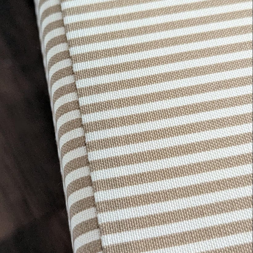 Set of 2, Beige Stripe Square Outdoor Chair Pad, Removable Covers