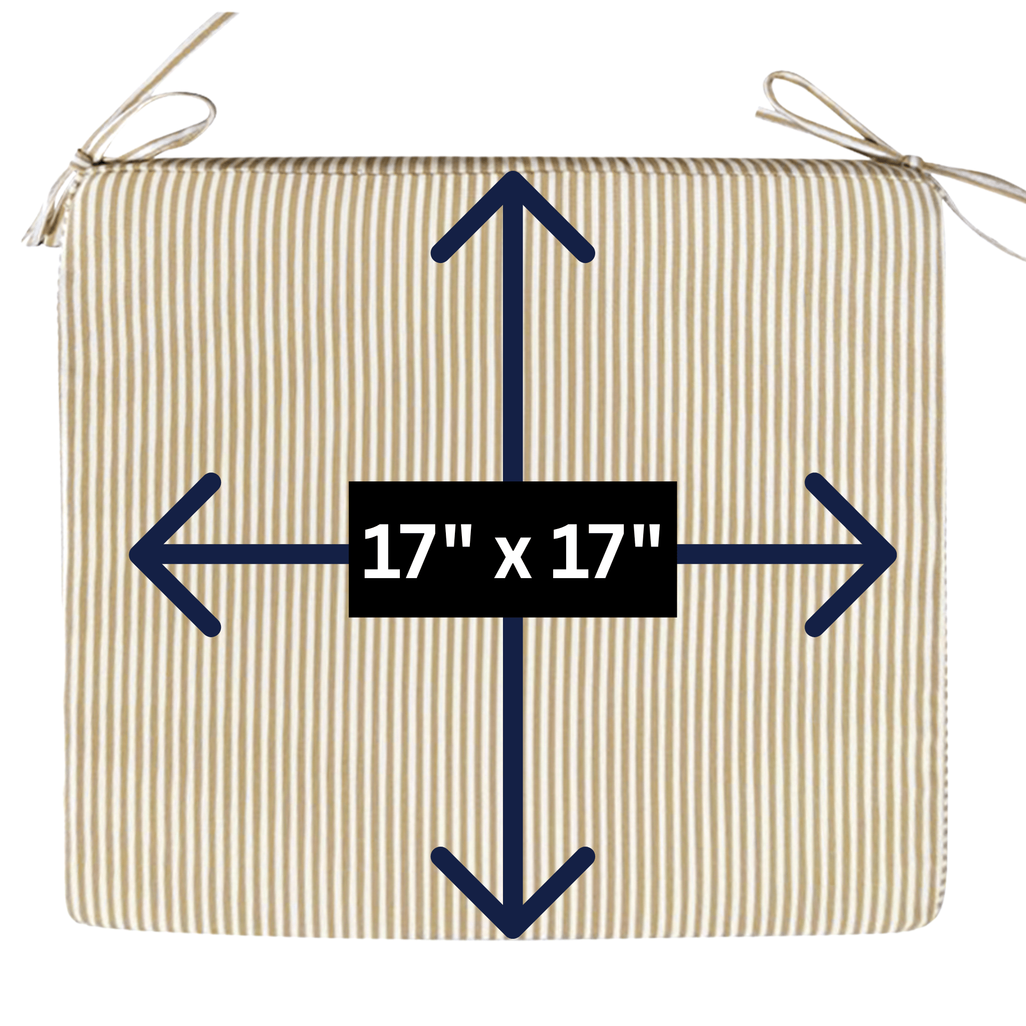 Set of 2, Beige Stripe Square Outdoor Chair Pad, Removable Covers