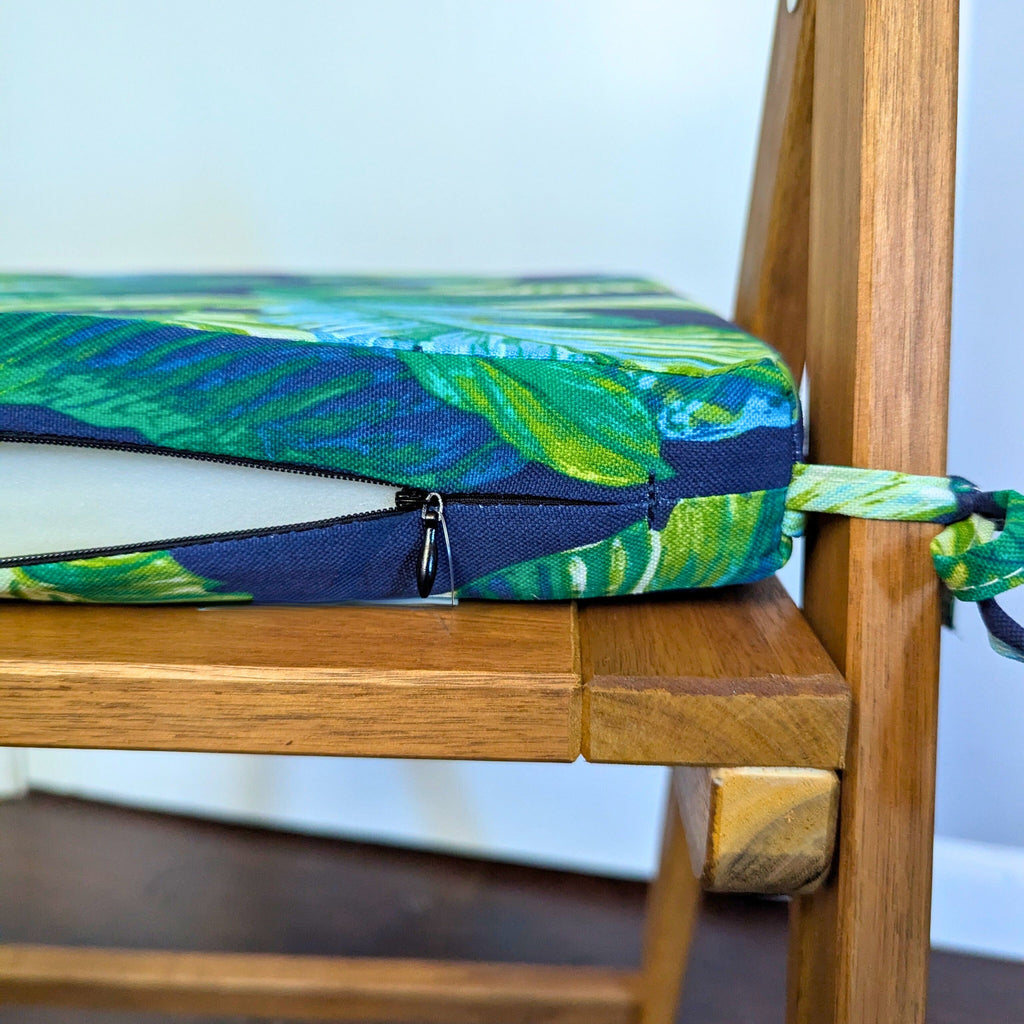 Set of 2, Blue Palms Square Outdoor Chair Pad, Removable Covers