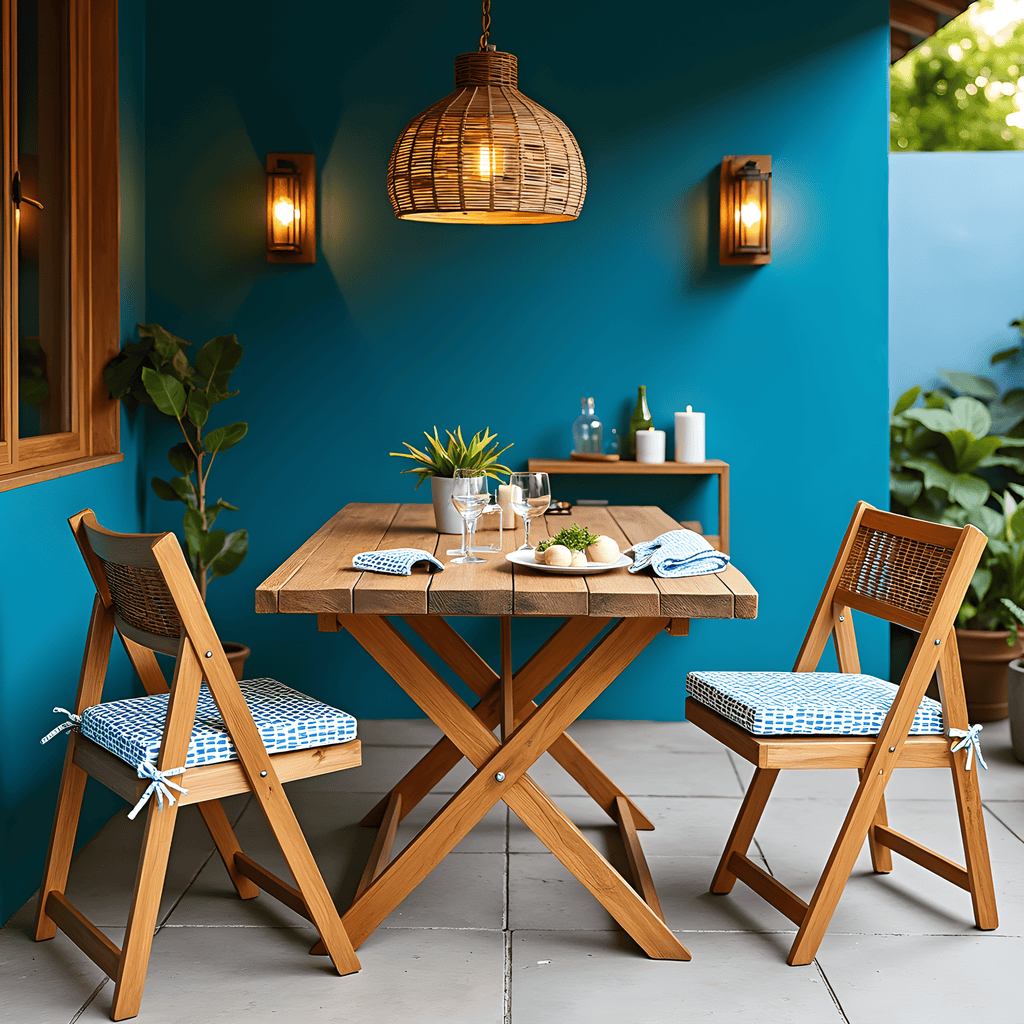 8-PIECE DELUXE BUNDLE Outdoor Cushion Cover Set and Chair Pads – Compatible with IKEA Duvholmen, Blue Rain