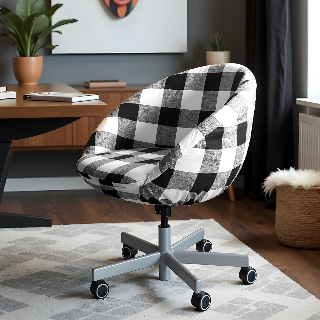 Black Buffalo Check Scandinavian Slip Cover, Compatible with IKEA SKRUVSTA - Made to Order