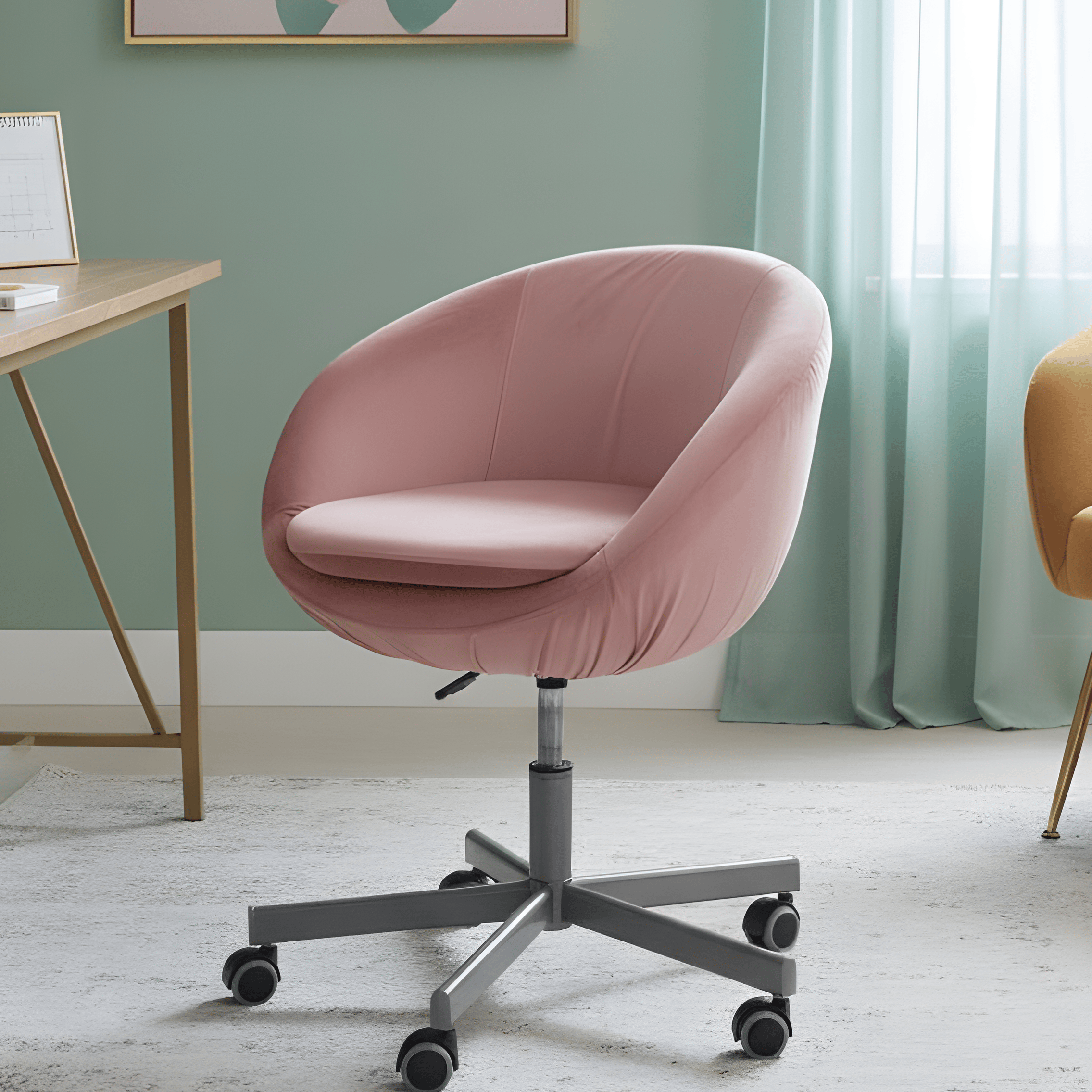 Blush Pink Velvet Slipcover, Compatible with IKEA Skruvsta Chair – Luxurious, Soft, and Custom-Fit