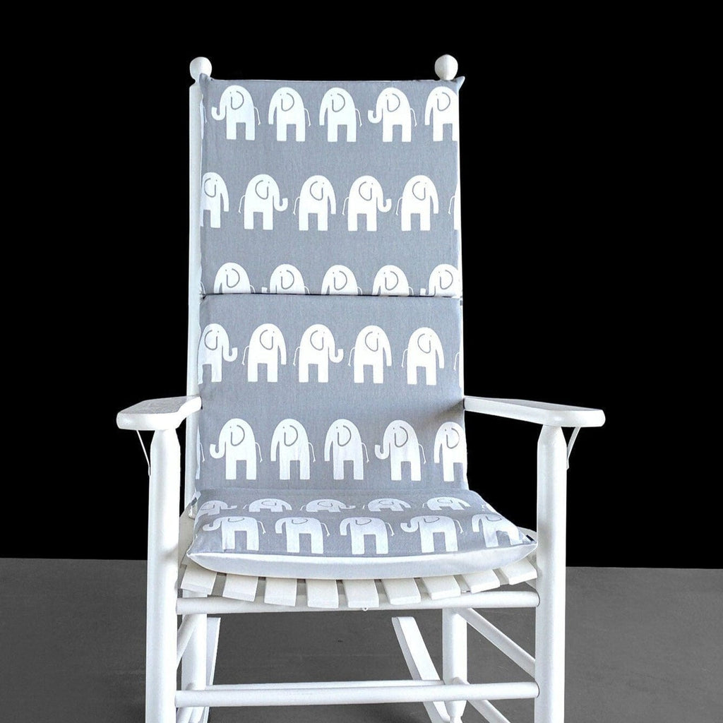 Gray and White Elephants, Indoor Rocking Chair Cushion
