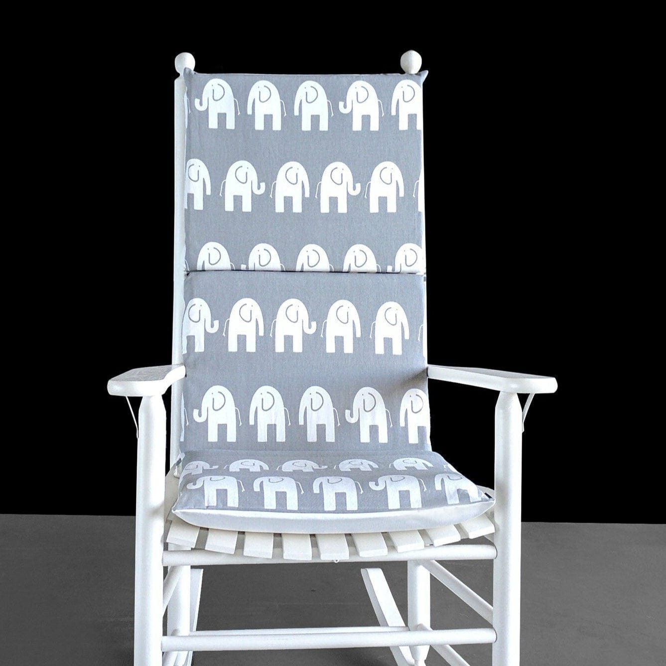 Gray and White Elephants, Indoor Rocking Chair Cushion