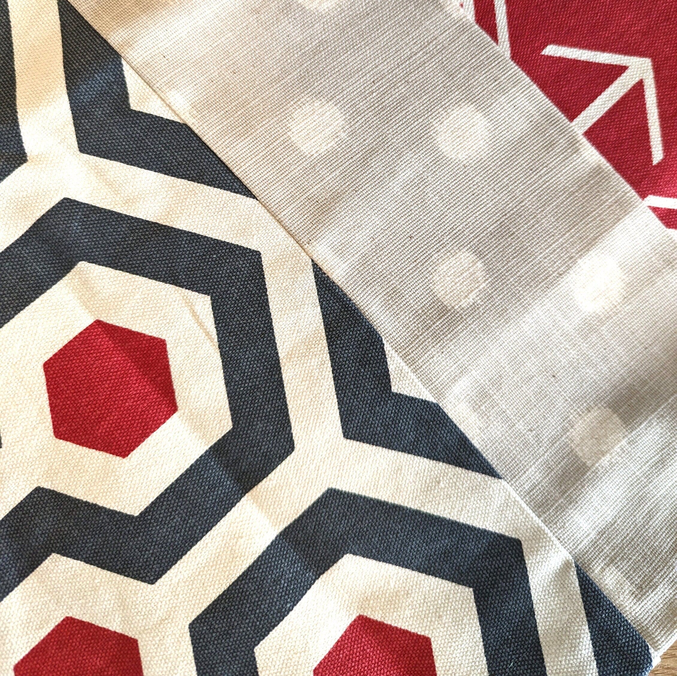 Grey Polka Dot, Red Arrow Patchwork Seat Cushion
