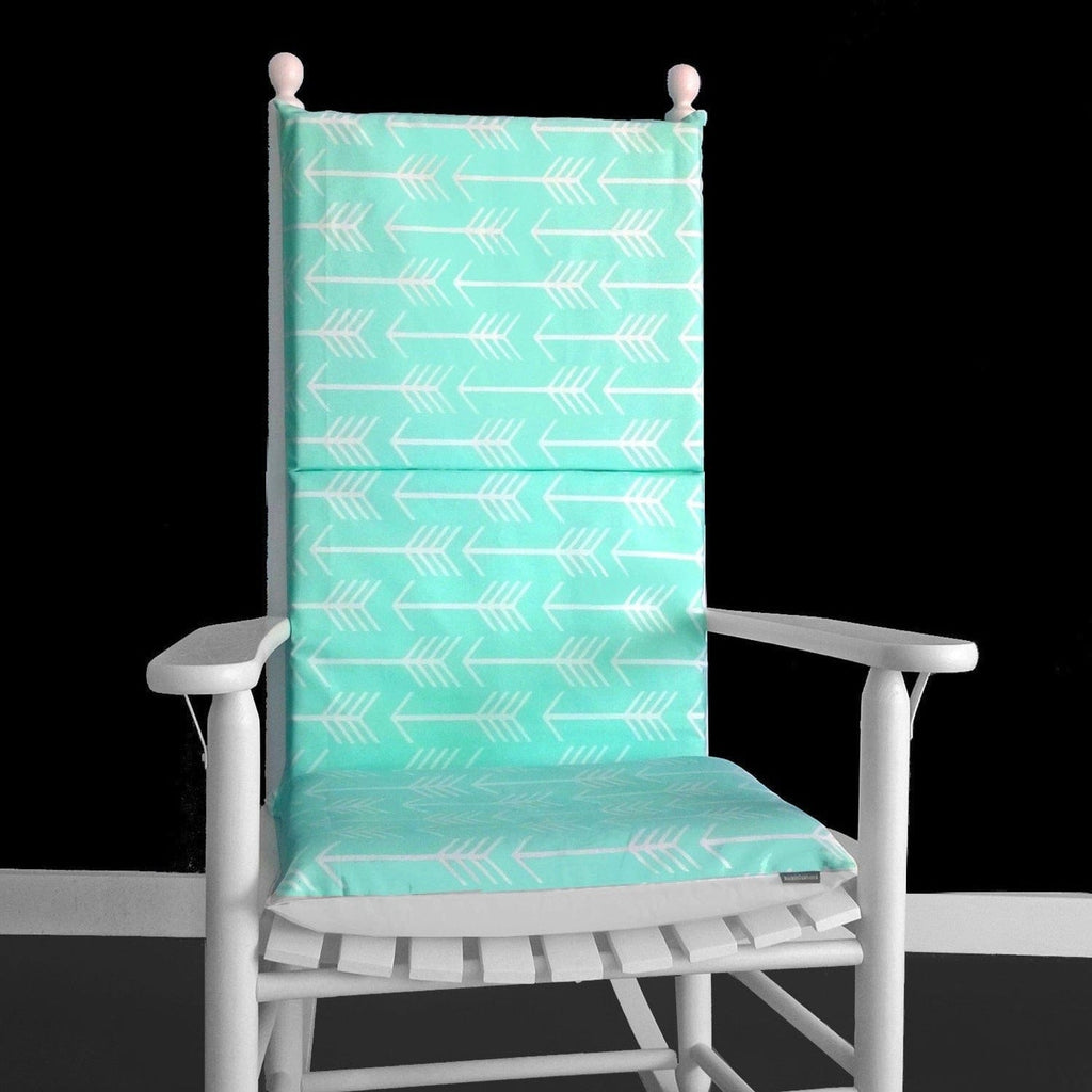 Mint Green Arrows Custom Rocking Chair Cushion