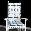 Nautical Ocean Theme Anchors Navy Blue Rocking Chair Cushion