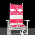 Patchwork Hot Pink Peacock and Polka Dot Nursery Room Rocking Chair Cushion