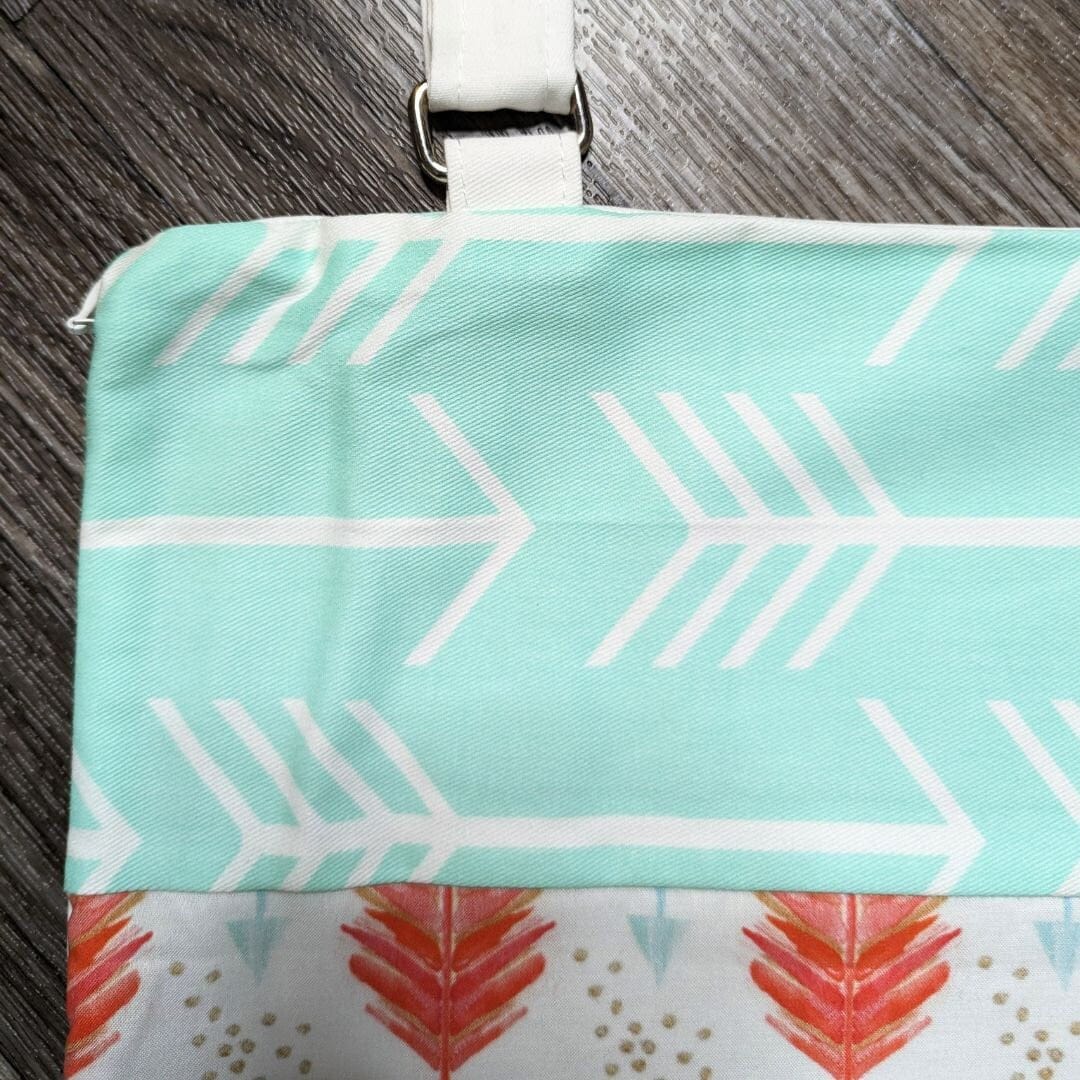 Patchwork Mint Green, Coral Pink Arrows Custom Rocking Chair Pad