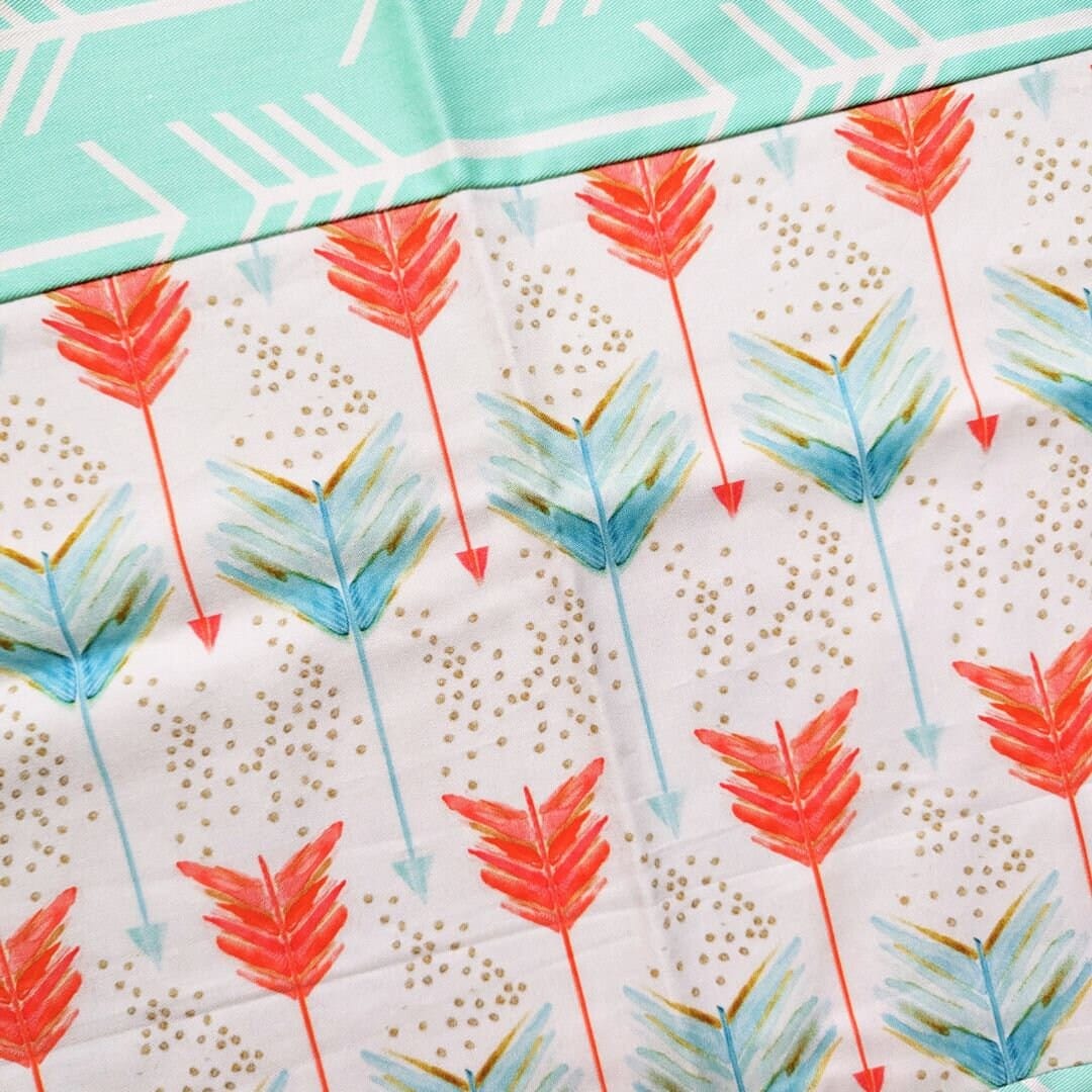 Patchwork Mint Green, Coral Pink Arrows Custom Rocking Chair Pad