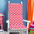 Red and White Zig Zag Rocking Chair Cover, Red Chevron Adjustable Reversible Rocking Chair Cushion
