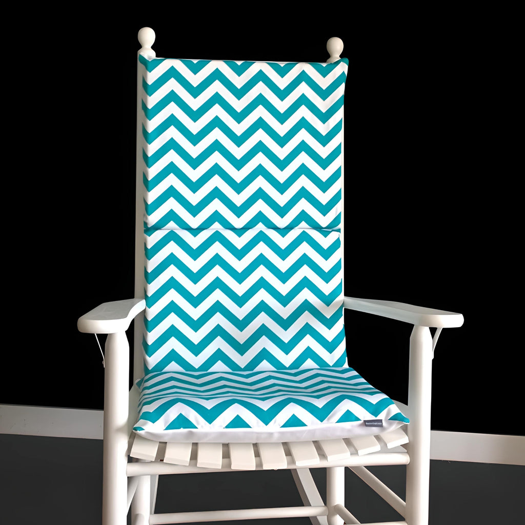 Turquoise Blue Chevron Zig Zag Rocking Chair Cushion