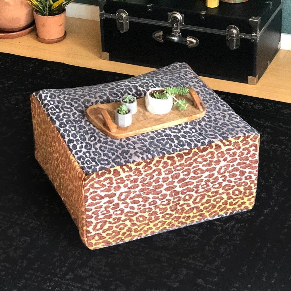 SALE Bean Bag Animal Print Pouf Cover, Ottoman Seat Cover, Cheetah Leopard