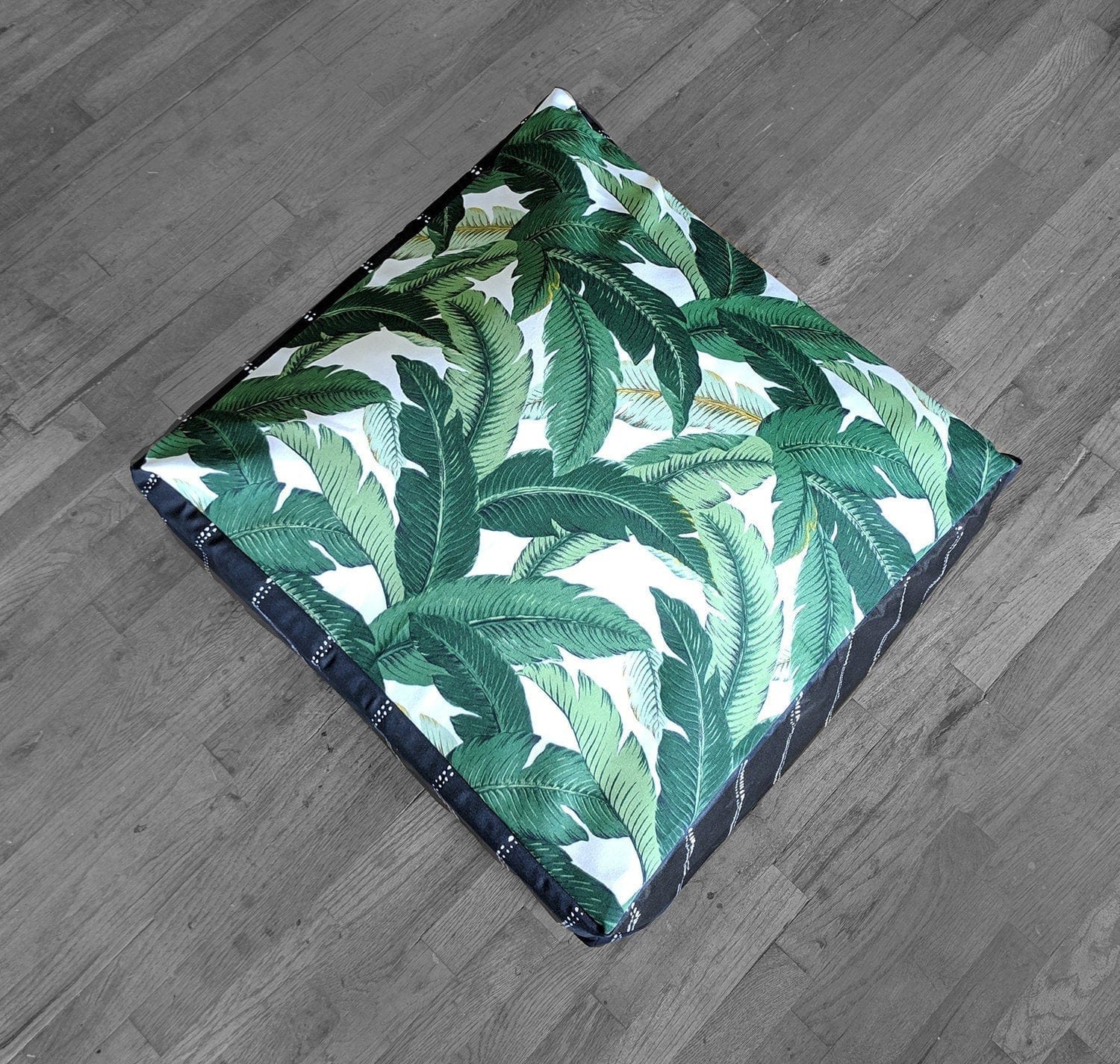 SALE Bean Bag Pouf Cover, Black Pinstripe, Tropical Palm Leaves