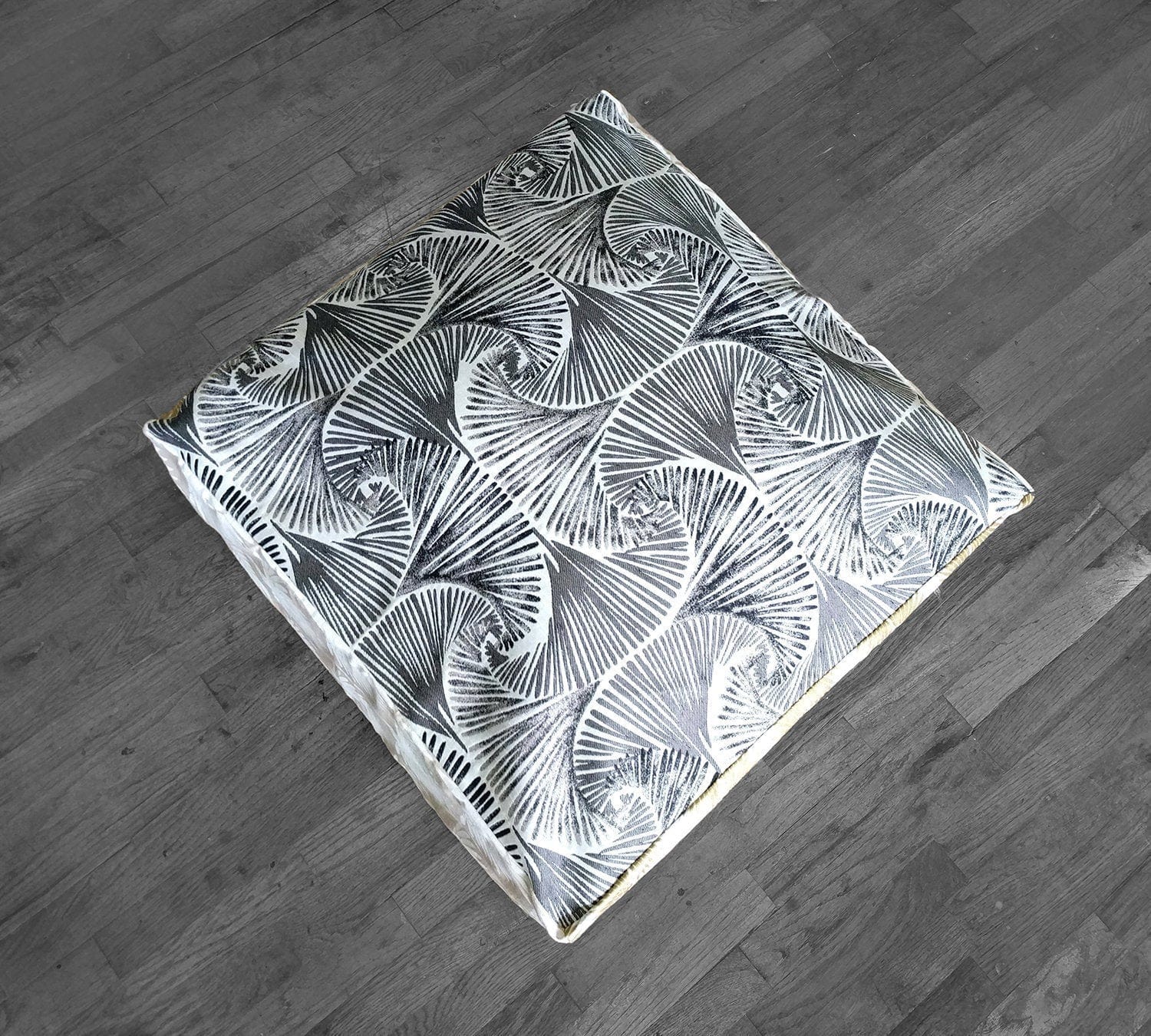 SALE Bean Bag Pouf Cover, Ottoman Neutral Tones, Gold Patterned