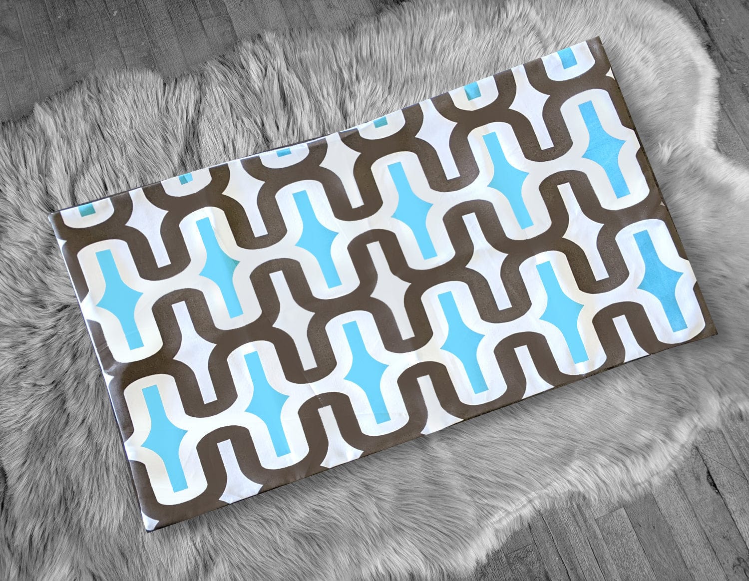 SALE IKEA Bankkamrat, Hemmahos, Stuva Bench Pad Cover  Retro Pattern, Brown Blue White