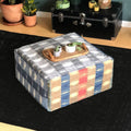 SALE Linen Plaid Check Bean Bag Pouf Cover, Ottoman Seat Cover