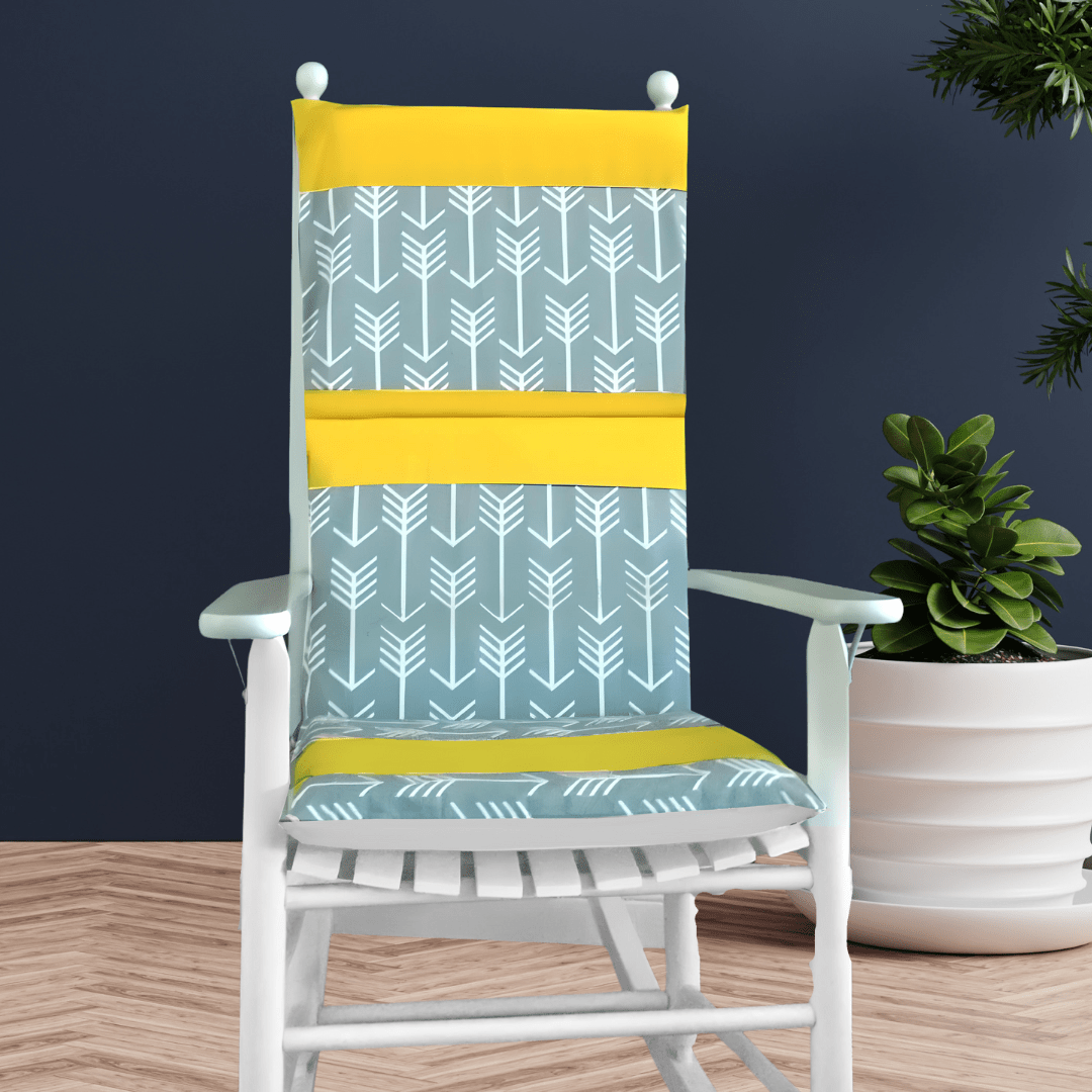 Yellow Grey Arrow Print Rocking Chair Cushion