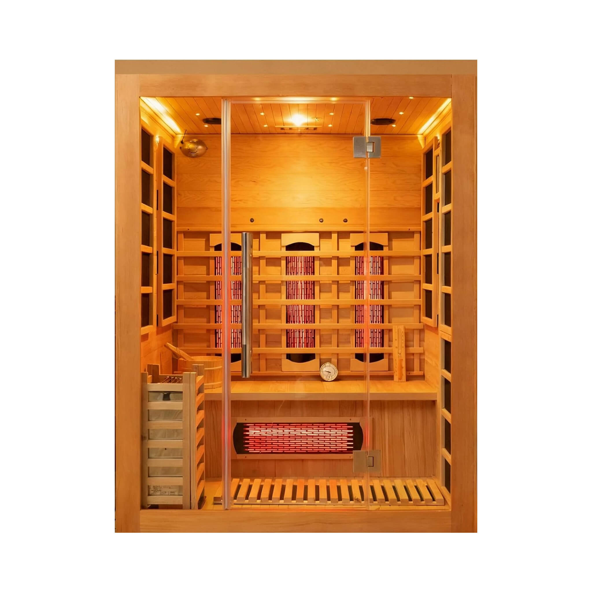 Rövia Aurora 3-Person Indoor Hybrid Sauna Room With Infrared And 4.5KW Steam Heaters (SAK41592)