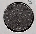 1942 F Nazi Germany 5 Pfennig Very Fine