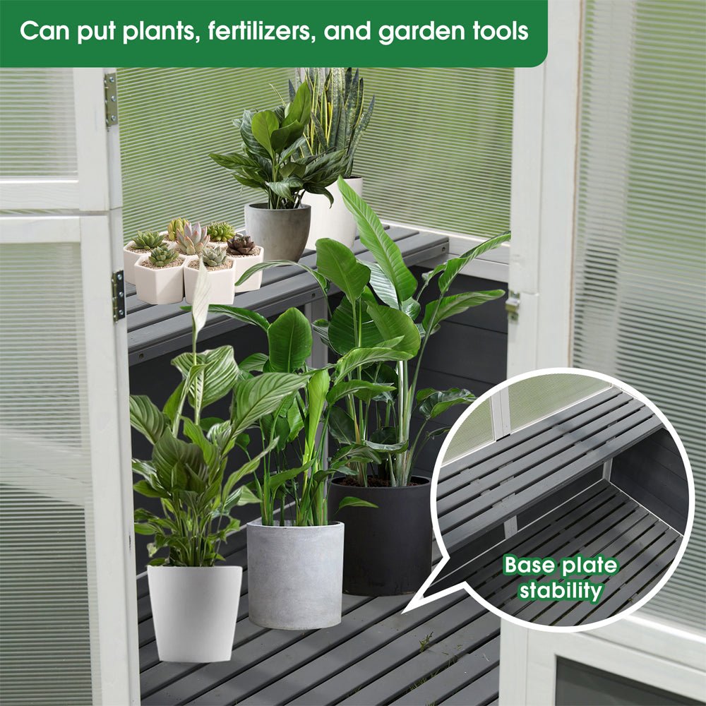 Outdoor Walk-In Polycarbonate Garden Greenhouse With Drain Holes, 4x6FT (SAK51873)