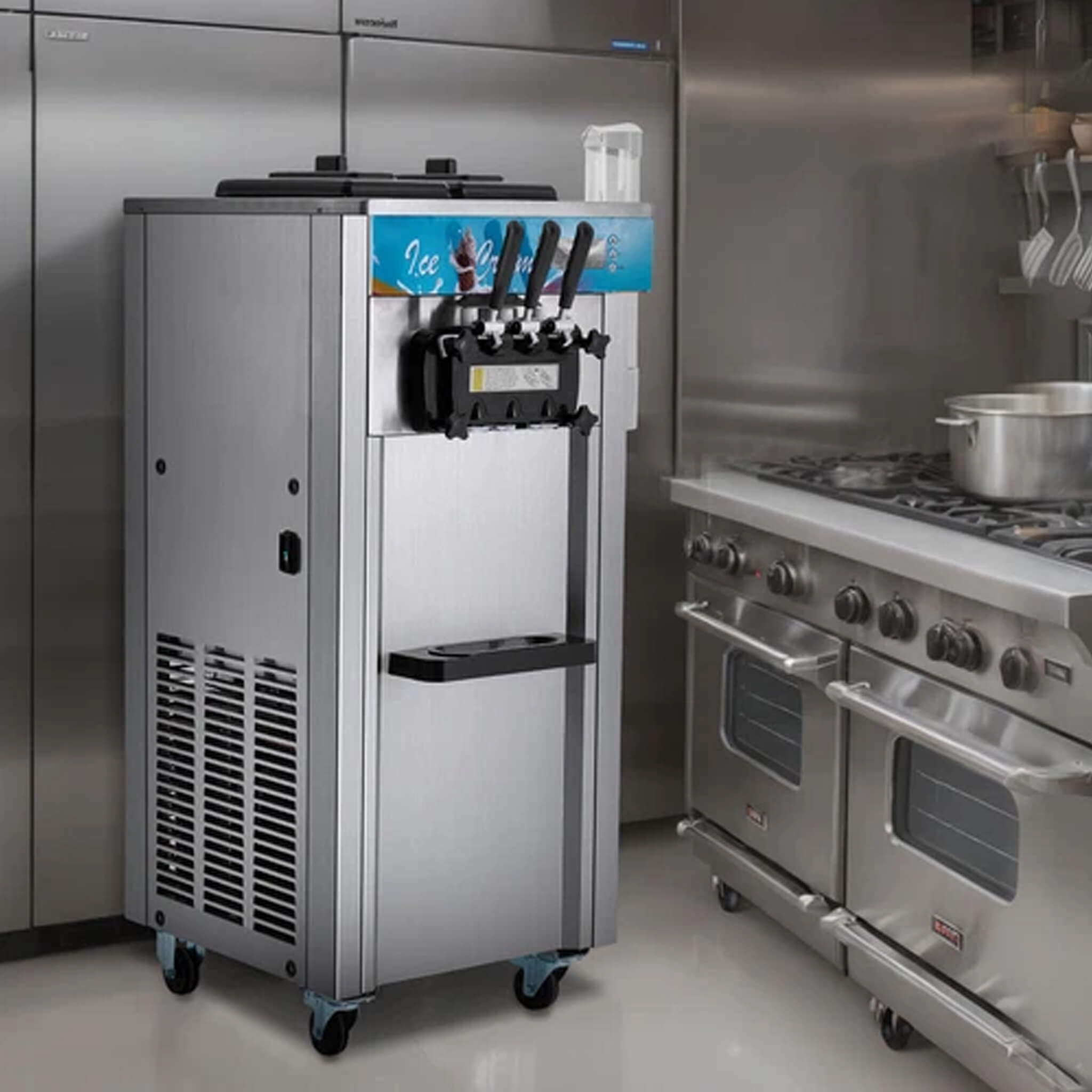 Stainless Steel Commercial 3-Flavor Soft Serve Ice Cream Machine Maker, 21-31 L/H (SAK65291)