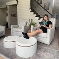 Stowaway Chic Boucle Ottomans, Set of Two
